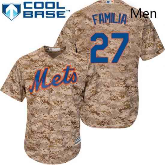 Mens Majestic New York Mets 27 Jeurys Familia Replica Camo Alternate Cool Base MLB Jersey